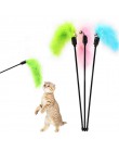 1PC Cat Stick interaktywna zabawka z piórkiem kot losowy kolor turcja zabawka z piórkiem Tease koty Stick artykuły dla zwierząt 