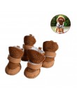 S-XXL zimowe ciepłe buty dla psów 4 sztuk/zestaw śliczne buty dla psa śnieg Walking mieszanka bawełny Puppy Sneakers artykuły dl