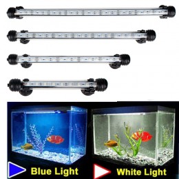 Wodoodporna lampka akwariowa LED oświetlenie do akwarium Bar niebieski/biały 18/28/38/48CM podwodna lampa mocowana na klips Aqua
