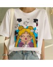 Sailor Moon lato nowe mody T koszula kobiety Harajuku z krótkim rękawem zabawy Ulzzang koszulka słodkie koszulka dla kota Cartoo