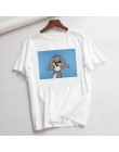 Kot Tom Mouse Jerry nowy Ulzzang S-XXL luźny dorywczo z krótkim rękawem śliczne kobiece nadruk kreskówkowy lato topy koszulki ko