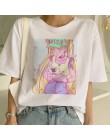 Sailor Moon lato nowe mody T koszula kobiety Harajuku z krótkim rękawem zabawy Ulzzang koszulka słodkie koszulka dla kota Cartoo