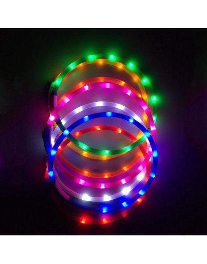 USB akumulator miga noc obroże dla psów świecący zwierzak kołnierz LED Light USB obroża świecące Teddy Flash kołnierz Pet