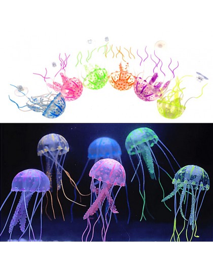 5.5 "świecące efekt sztuczne fałszywe fluorescencyjne meduzy akwarium Aquario podwodny Ornament dekoracyjny akcesoria