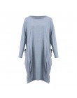Kobiety swobodna luźna sukienka z kieszenią moda damska O Neck długie topy kobieta T koszula sukienka Streetwear Plus rozmiar 5X