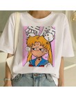 Sailor Moon lato nowe mody T koszula kobiety Harajuku z krótkim rękawem zabawy Ulzzang koszulka słodkie koszulka dla kota Cartoo