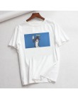 Kot Tom Mouse Jerry nowy Ulzzang S-XXL luźny dorywczo z krótkim rękawem śliczne kobiece nadruk kreskówkowy lato topy koszulki ko