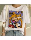 Sailor Moon lato nowe mody T koszula kobiety Harajuku z krótkim rękawem zabawy Ulzzang koszulka słodkie koszulka dla kota Cartoo