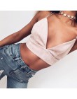 Krótki crop top z głębokim dekoltem na ramiączkach seksowny modny młodzieżowy dla dziewczyn dla kobiet