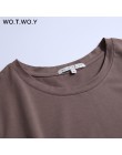 WOTWOY 2020 letnia bawełniana T koszula kobiety luźny styl jednolita koszulka koszula kobiet z krótkim rękawem koszulki O-Neck T