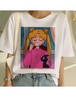 Sailor Moon lato nowe mody T koszula kobiety Harajuku z krótkim rękawem zabawy Ulzzang koszulka słodkie koszulka dla kota Cartoo