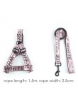 Moda Lettered obroża dla psa zestaw smycz i uprząż 1.5cm trwała lina nylonowa prowadzi buldog francuski Puppy Walking zaopatrzen