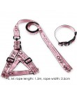 Moda Lettered obroża dla psa zestaw smycz i uprząż 1.5cm trwała lina nylonowa prowadzi buldog francuski Puppy Walking zaopatrzen