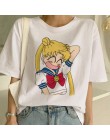 Sailor Moon lato nowe mody T koszula kobiety Harajuku z krótkim rękawem zabawy Ulzzang koszulka słodkie koszulka dla kota Cartoo