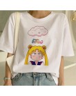 Sailor Moon lato nowe mody T koszula kobiety Harajuku z krótkim rękawem zabawy Ulzzang koszulka słodkie koszulka dla kota Cartoo