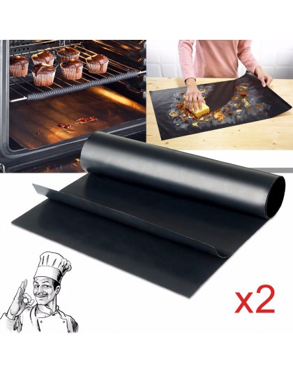 40x3 3/50cm 2 sztuk/zestaw wielokrotnego użytku non-stick grill Mat 0.2mm grube PTFE grill pieczenia wkładki teflonowe gotować P
