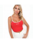 Sexy kobiety krótki top 2018 lato miód wyszywane litery pasek podkoszulki przycięte Feminino panie elastyczna koszula kamizelka 