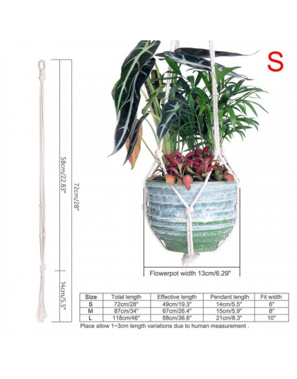 Ręcznie robione kolorowe wieszaki na rośliny makrama kryty kwiat na zewnątrz wiszący kosz lina bawełniana 4 nogi balkon wieszak 