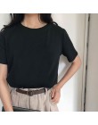 Koszulka Harajuku 4 jednokolorowe podstawowe t-shirty damskie Casual O-neck przyjaciele letni top koreański hipsterskie w stylu 