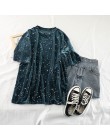 Luźna aksamitna pozłacana koszulka z krótkim rękawem Vintage gwiazdy wydrukowane Retro Streetwear Casual Plus rozmiar Harajuku k