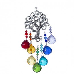 H & D Crystal Suncatcher czakra kolory kulki pryzmat drzewo życia okno do zawieszenia Rainbow Sun Catcher Christmas Home Decor