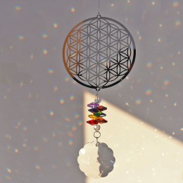 H & D kryształowy kwiat życia Suncatcher twórca tęczy okno wiszący ornament pamiątka świąteczny prezent dekoracja ślubna domu