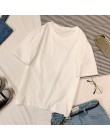 Koszulka Harajuku 4 jednokolorowe podstawowe t-shirty damskie Casual O-neck przyjaciele letni top koreański hipsterskie w stylu 