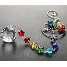H & D drzewo życia kryształowy pryzmat Ball Suncatcher twórca tęczy żyrandol Decor Chakra okno ogród wiszący wisiorek ornament