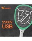 2200V elektryczny owad rakieta Swatter Zapper USB 1200mAh akumulator packa na komary Kill Fly 3 sieć łapka na owady zabójca puła