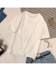 Koszulka Harajuku 4 jednokolorowe podstawowe t-shirty damskie Casual O-neck przyjaciele letni top koreański hipsterskie w stylu 