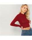 COLROVIE solidna sałata wykończenia jednolita seksowna dzianinowy crop top dla kobiet zwykła koszula 2019 wiosna koreański, z dł