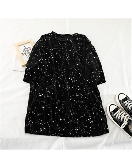 Luźna aksamitna pozłacana koszulka z krótkim rękawem Vintage gwiazdy wydrukowane Retro Streetwear Casual Plus rozmiar Harajuku k