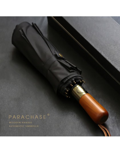 PARACHASE duży parasol mężczyźni biznes styl 115cm parasol automatyczny deszcz podwójna warstwa 10K wiatroszczelna duża parasole