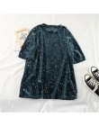 Luźna aksamitna pozłacana koszulka z krótkim rękawem Vintage gwiazdy wydrukowane Retro Streetwear Casual Plus rozmiar Harajuku k