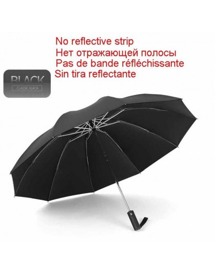 Wiatroszczelny automatyczny składany odwrócony parasol, 10 żeber przenośny odwrócony parasol z pasek odblaskowy, parasol teflono