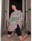 NiceMix 2020 moda w koreańskim stylu moda uliczna panie jesień punkowe topy Tees kobiety drukowane z długim rękawem t-shirty Cas