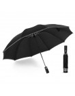 Wiatroszczelny automatyczny składany odwrócony parasol, 10 żeber przenośny odwrócony parasol z pasek odblaskowy, parasol teflono