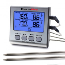 ThermoPro TP17 podwójne sondy cyfrowy zewnętrzny termometr do mięs gotowanie termometr piekarnika BBQ z dużym ekranem LCD do kuc