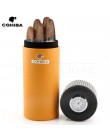 COHIBA Leather Travel Humidor pudełko do cygar z drewna cedrowego przenośne etui na cygara Jar W/nawilżacz higrometr skrzynka na