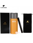 COHIBA Leather Travel Humidor pudełko do cygar z drewna cedrowego przenośne etui na cygara Jar W/nawilżacz higrometr skrzynka na