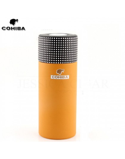 COHIBA Leather Travel Humidor pudełko do cygar z drewna cedrowego przenośne etui na cygara Jar W/nawilżacz higrometr skrzynka na