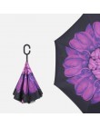 2018 składany długi trzon dwuwarstwowy odwrócony parasol wiatroszczelny odwrócony c-hak męski parasol golfowy odwrócone parasole