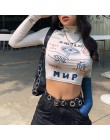 Weirdgirl z pełnym rękawem z golfem tshirt kobiety krótkie topy moda jesień nowy drukuj hip-hop swetry skinny casual femme topy