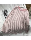 Neploe Stripe t-shirty damskie średniej długości przyczynowy TShirt cienki top z okrągłym dekoltem w koreańskim stylu moda ulicz