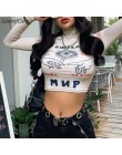 Weirdgirl z pełnym rękawem z golfem tshirt kobiety krótkie topy moda jesień nowy drukuj hip-hop swetry skinny casual femme topy