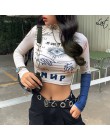 Weirdgirl z pełnym rękawem z golfem tshirt kobiety krótkie topy moda jesień nowy drukuj hip-hop swetry skinny casual femme topy