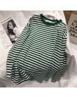 Neploe Stripe t-shirty damskie średniej długości przyczynowy TShirt cienki top z okrągłym dekoltem w koreańskim stylu moda ulicz