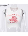 LVINMW dziania druku O Neck tank Top z odkrytymi ramionami 2019 lato kobiet dorywczo szczupły streetwear krótki Top kobieta waka