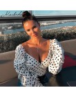 Macheda Sexy bezrękawnik z dekoltem w serek topy moda damska lato 2018 Polka Dot krótki Top damski krótki super modna podkoszulk