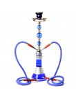 Średni rozmiar podwójny wąż szklany szisza Travel fajka shisha zestaw Chichas z Narguile miseczka ceramiczna szczypce do węgla d